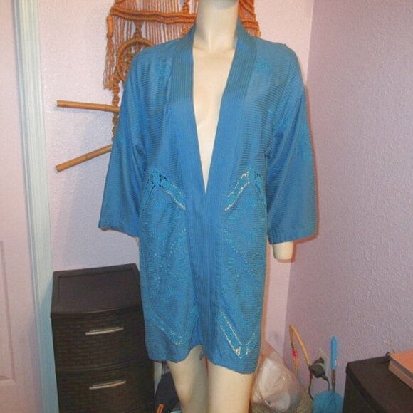 Soft Surroundings Turkish Tile Nightingale Cardigan Size M Embroidered Eyelet - Picture 1 of 12